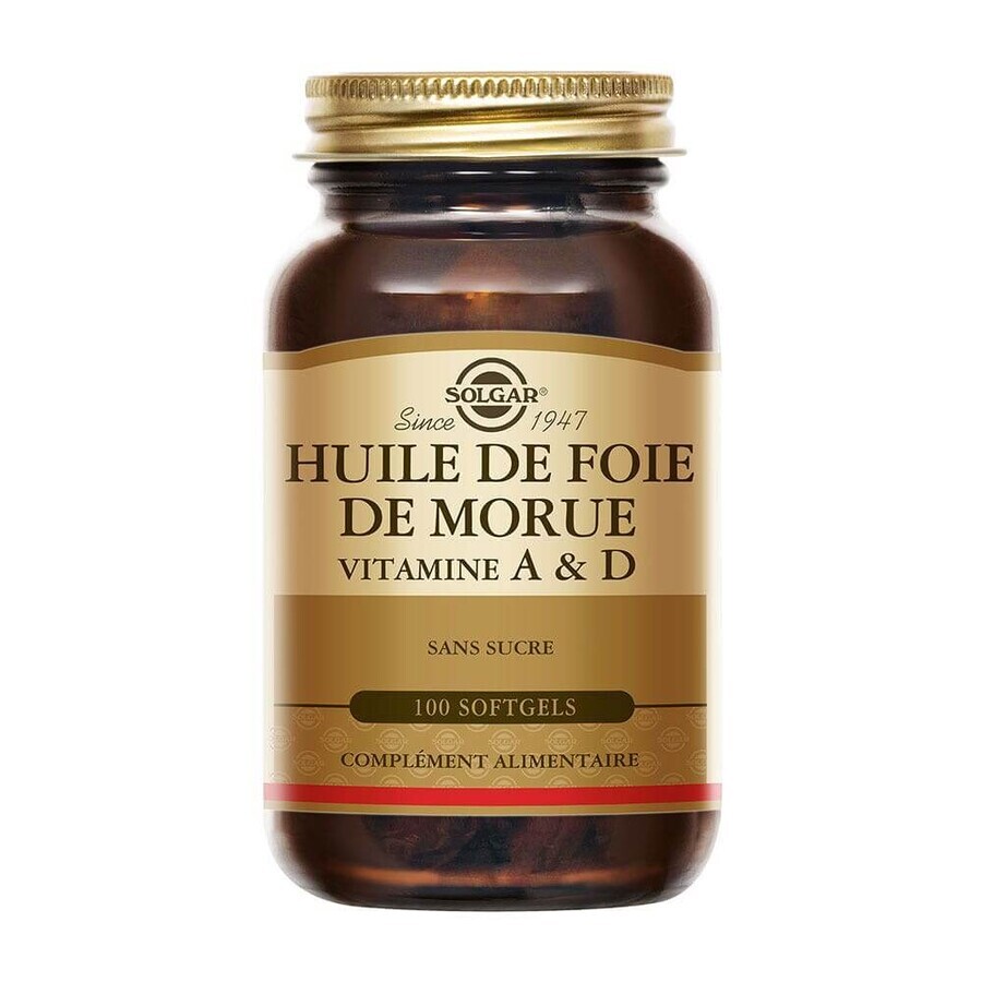 Solgar Huile De Foie De Morue Vitamines A et D Vitalité 100 Softgels