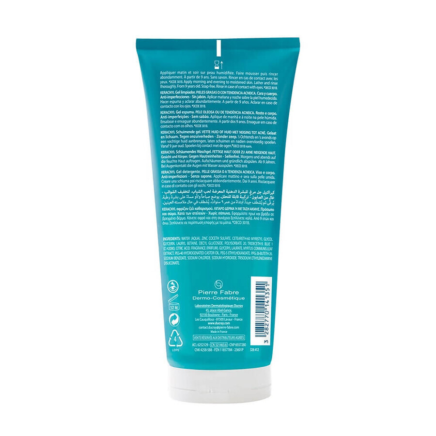 Ducray Keracnyl Cleansing Gel Face and Body Oily skin with imperfections 200ml Ducray Keracnyl Cleansing Gel Face and Body Oily skin with imperfections 200ml