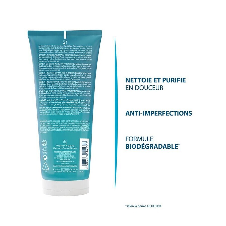 Ducray Keracnyl Cleansing Gel Face and Body Oily skin with imperfections 200ml Ducray Keracnyl Cleansing Gel Face and Body Oily skin with imperfections 200ml
