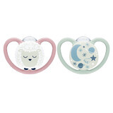 Suzete fiziologice Nuk Night Space de la 0 la 6 luni x2
