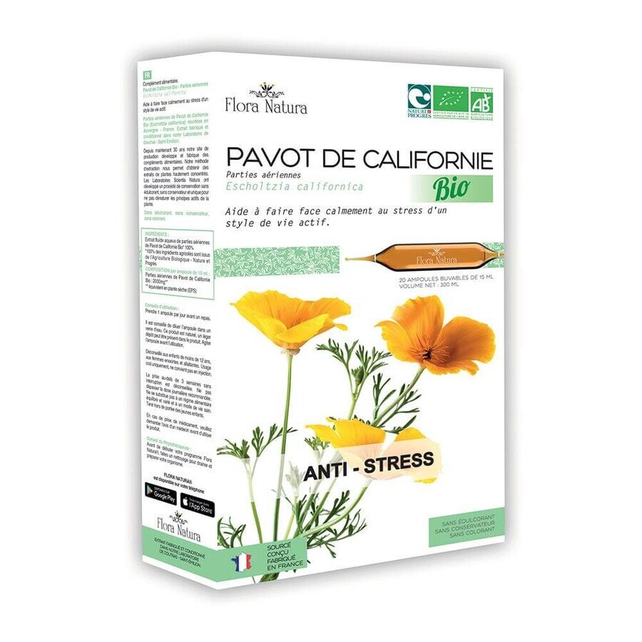 Flora Natura Pavot de Californie Bio Anti-stress 20 ampoules