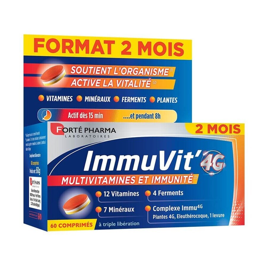 Forté Pharma ImmuVit'4G Senior Immunity Vitamine, Mineralien und Fermente 60 dreischichtige Tabletten