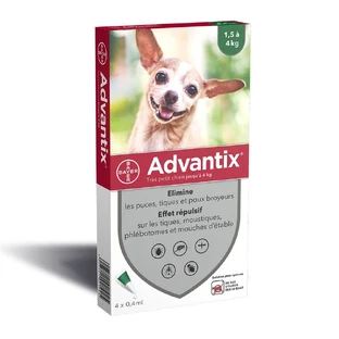 Pipetas Advantix para perros pequeños de 1,5 a 4 kg X 4