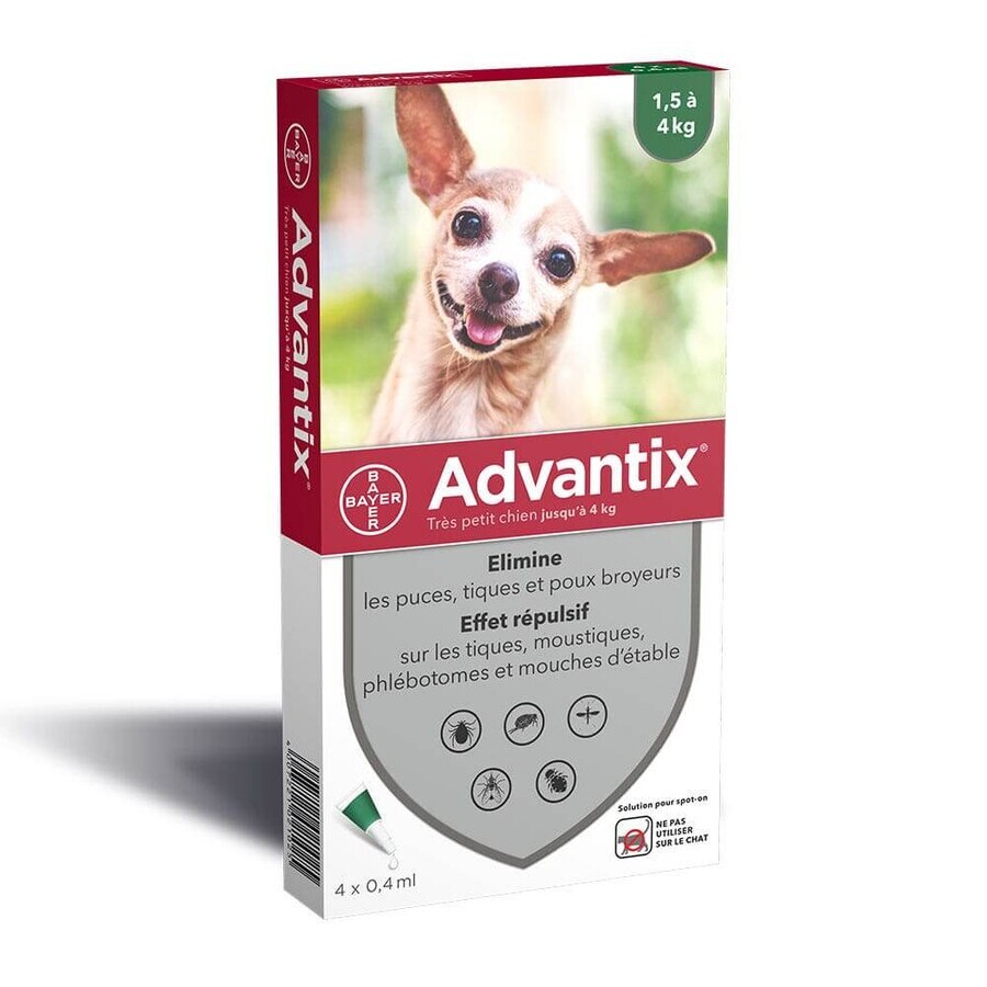 Advantix Pipetten voor kleine honden 1,5 tot 4kg X 4