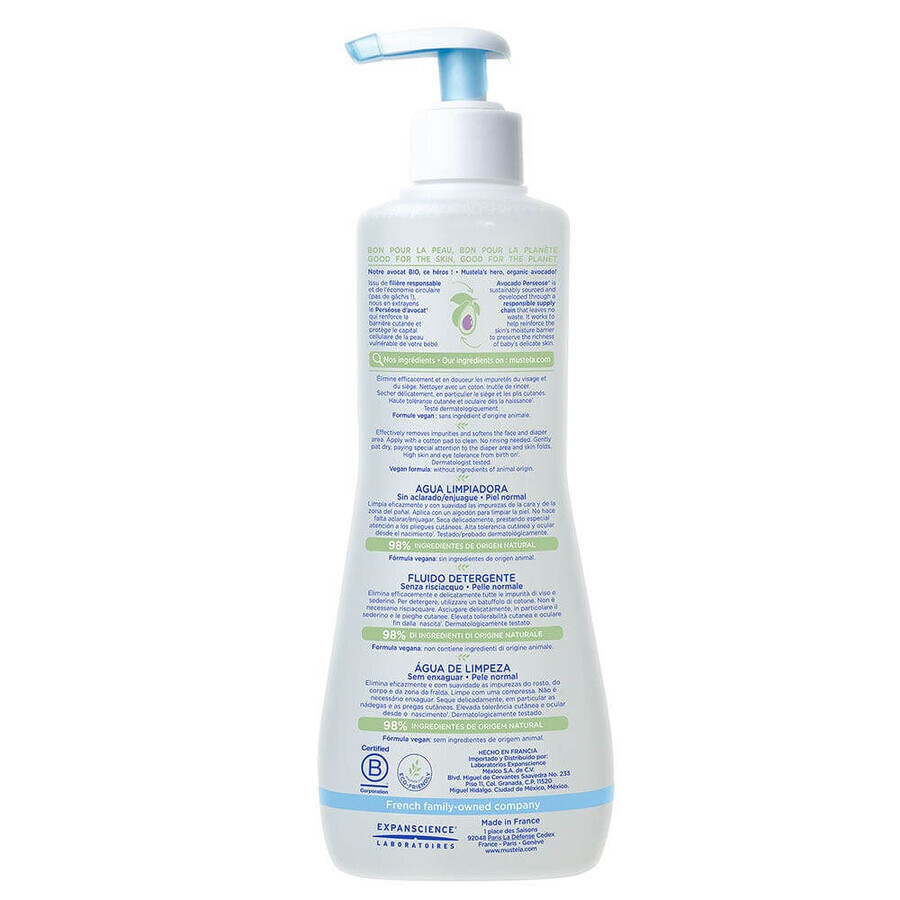 Mustela Agua Limpiadora Sin Aclarado Piel Normal 500ml
