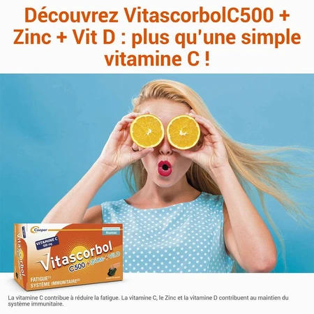 Vitascorbol Vitamine C500mg + Zink + Vitamine D 30 Capsules