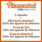 Vitascorbol Vitamine C500mg + Zink + Vitamine D 30 Capsules