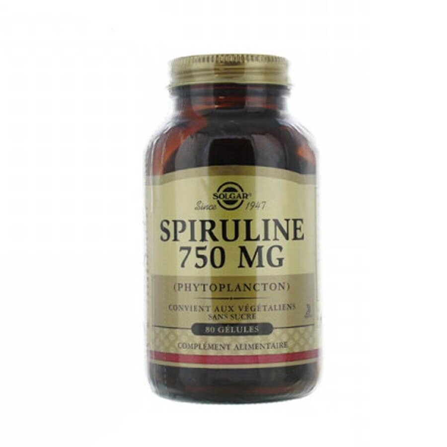 Solgar Spirulina 750 mg Vitalité Detox 80 capsules