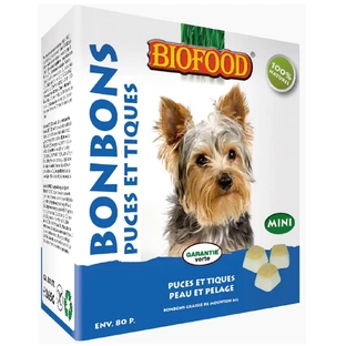 Biofood Bonbon Anti Puces Et Tiques Mini Graisse De Mouton Et Ail Chien 80 Pieces
