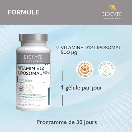 Biocyte Vitamins B12 Liposomal 500µg Végétalien 30 Gélules