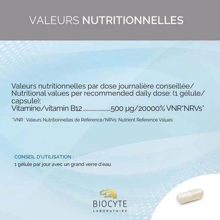 Biocyte Vitamins B12 Liposomal 500µg Végétalien 30 Gélules