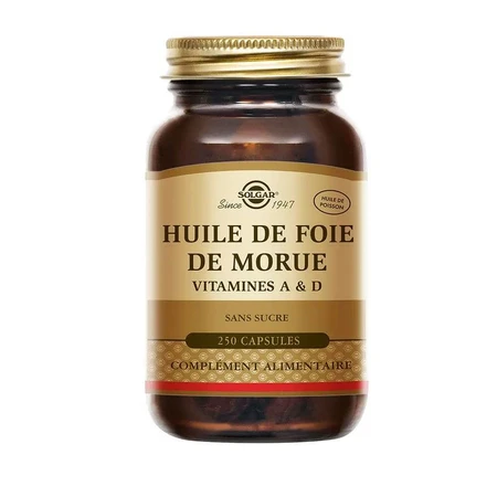 Solgar Huile De Foie De Morue Vitamines A et D Vitalité 250 Gélules