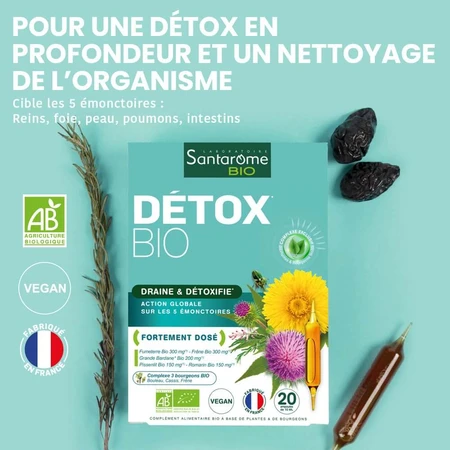 Santarome Detox 20 Ampollas Bio Draine & Détoxifie 200ml