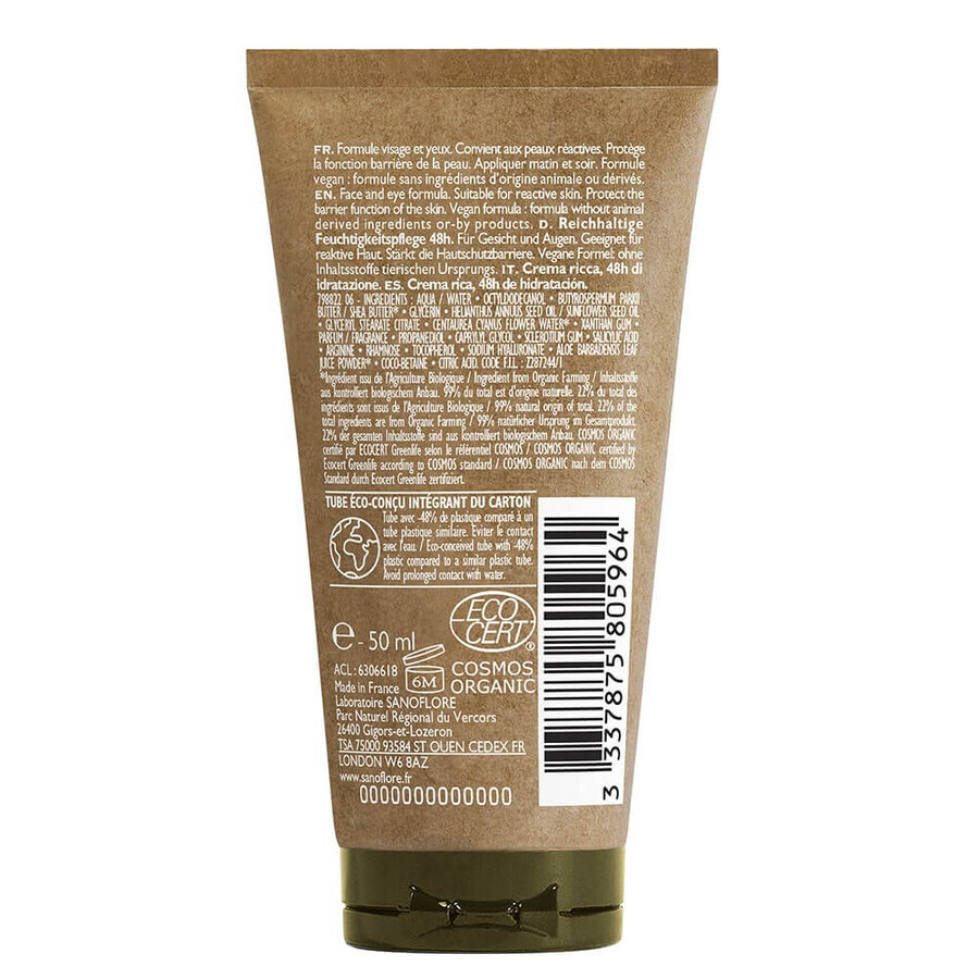 Sanoflore Aciana Botanica Cremă hidratantă bogată 48h - certificată organic 50ml