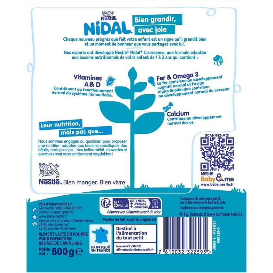 Nestlé Nidal Melkpoeder 3 Groei 1-3 jaar 800g Nestlé Nidal Melkpoeder 3 Groei 1-3 jaar 800g