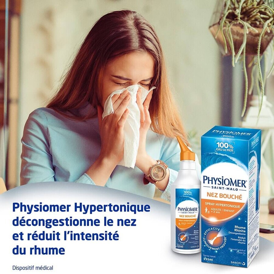 Physiomer Nez Bouché Spray Hypertonique Adultes Et Enfants 135ml
