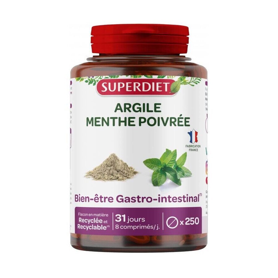 Buy Superdiet Argile Menthe Poivrée 250 comprimés Superdiet Argile Menthe Poivrée 250 comprimés