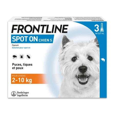 Frontline Spot-on Chien S de 2-10kg 3 Pipettes De 0,67ml