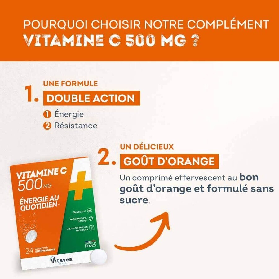 Vitavea Santé Vitamine C 500mg Daily Energy x24 comprimate efervescente