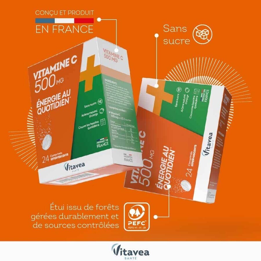 Vitavea Santé Vitamine C 500mg Daily Energy x24 comprimate efervescente