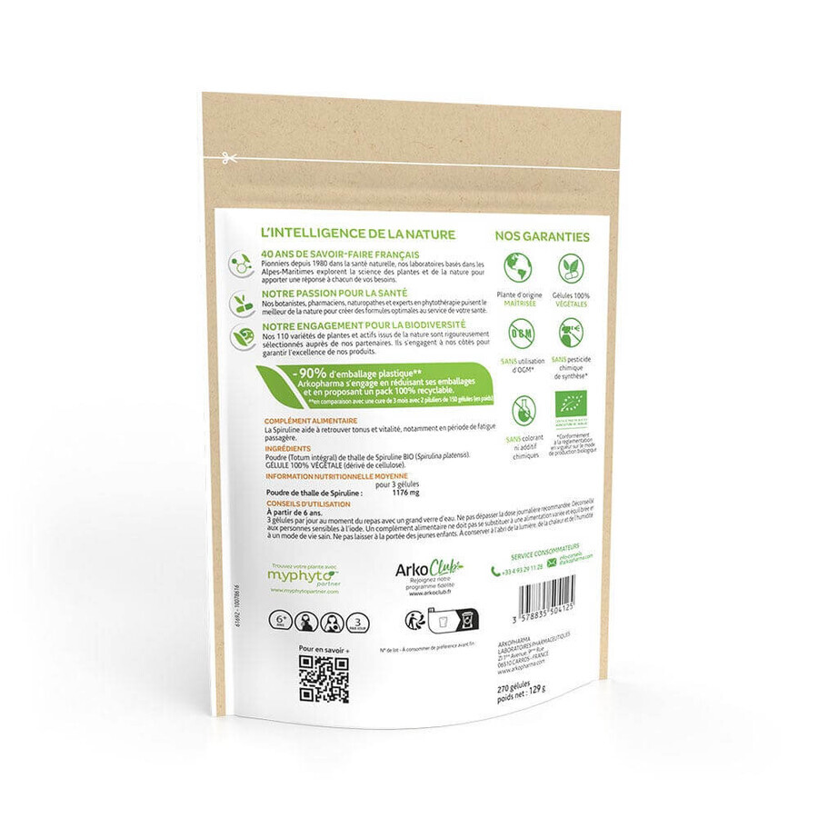 Arkopharma Arkocapsule Spirulina biologica Tonus & Vitality 270 capsule