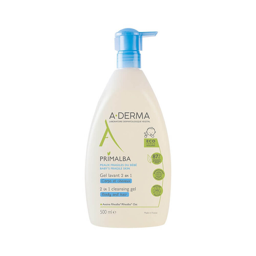 A-Derma Primalba Gel Limpiador 2 en 1 con Dosificador Envase Ecológico 500ml