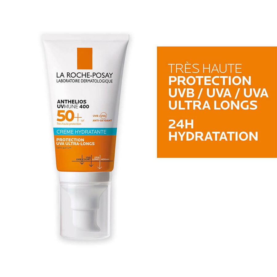 La Roche-Posay Uvmune 400 crema solare idratante per il Viso SPF50+ senza profumo, protezione molto alta 50ml
