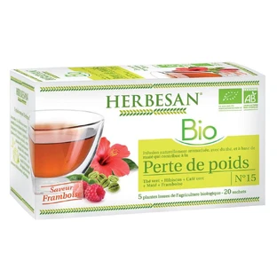 Herbesan Infusion Mate Perte de Poids Bio Saveur Framboise 20 sachets
