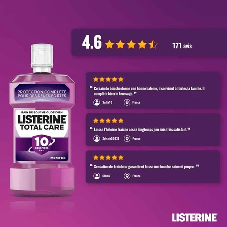 Listerine Bain De Bouche Total Care Quotidien Goût Menthe 500ml