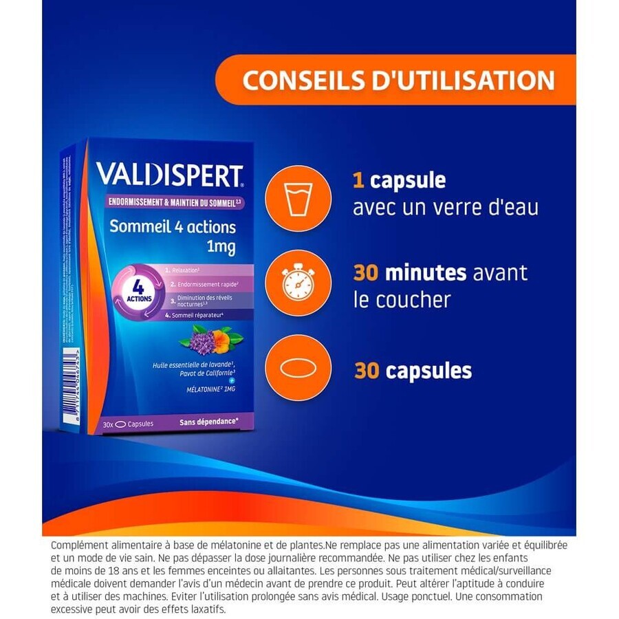 Valdispert Melatonin 1 mg 4 Shares 30 Tablets