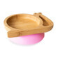 Plato de bamb&#250; con ventosa rosa, Melc, Eco Rascals