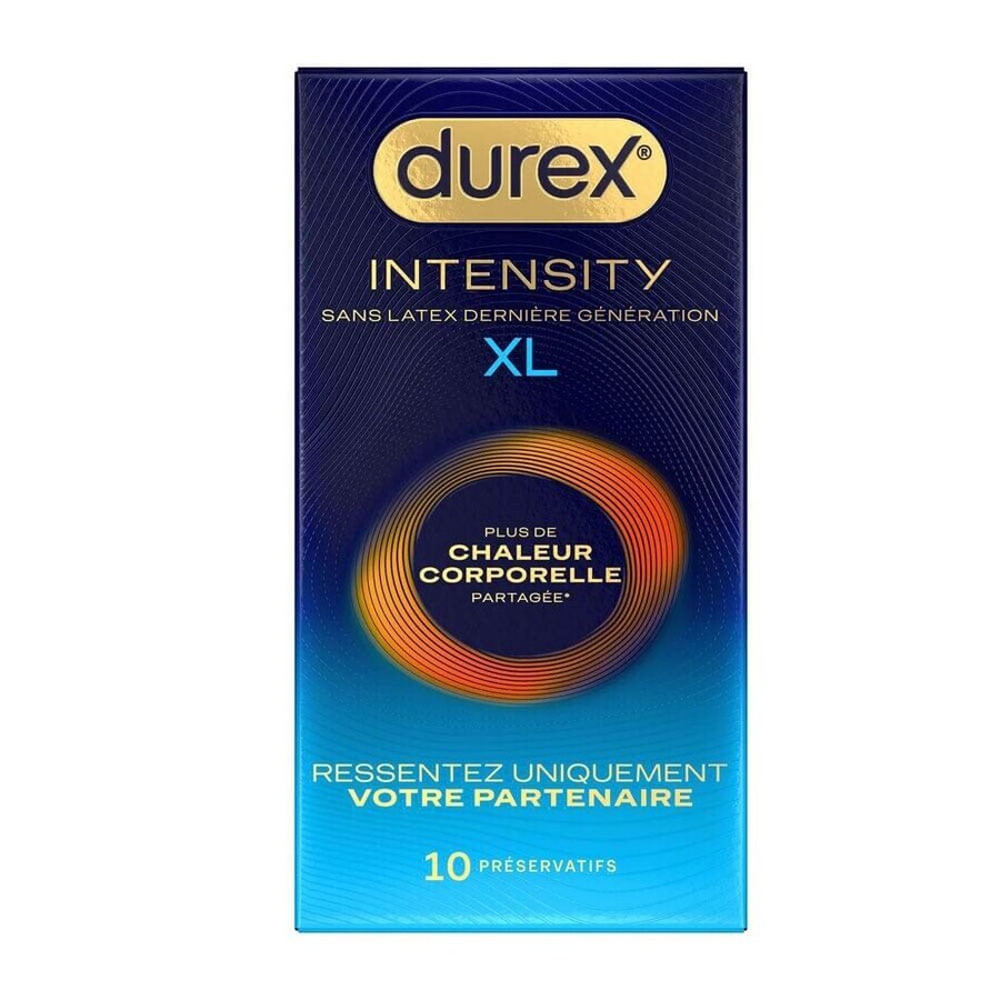 Durex Intensity XL Préservatifs Sans latex Chaleur corporelle partagée x10
