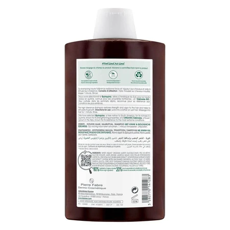 Klorane Quinina Champú anticaída fortalecedor y estimulante para cabellos cansados 400ml