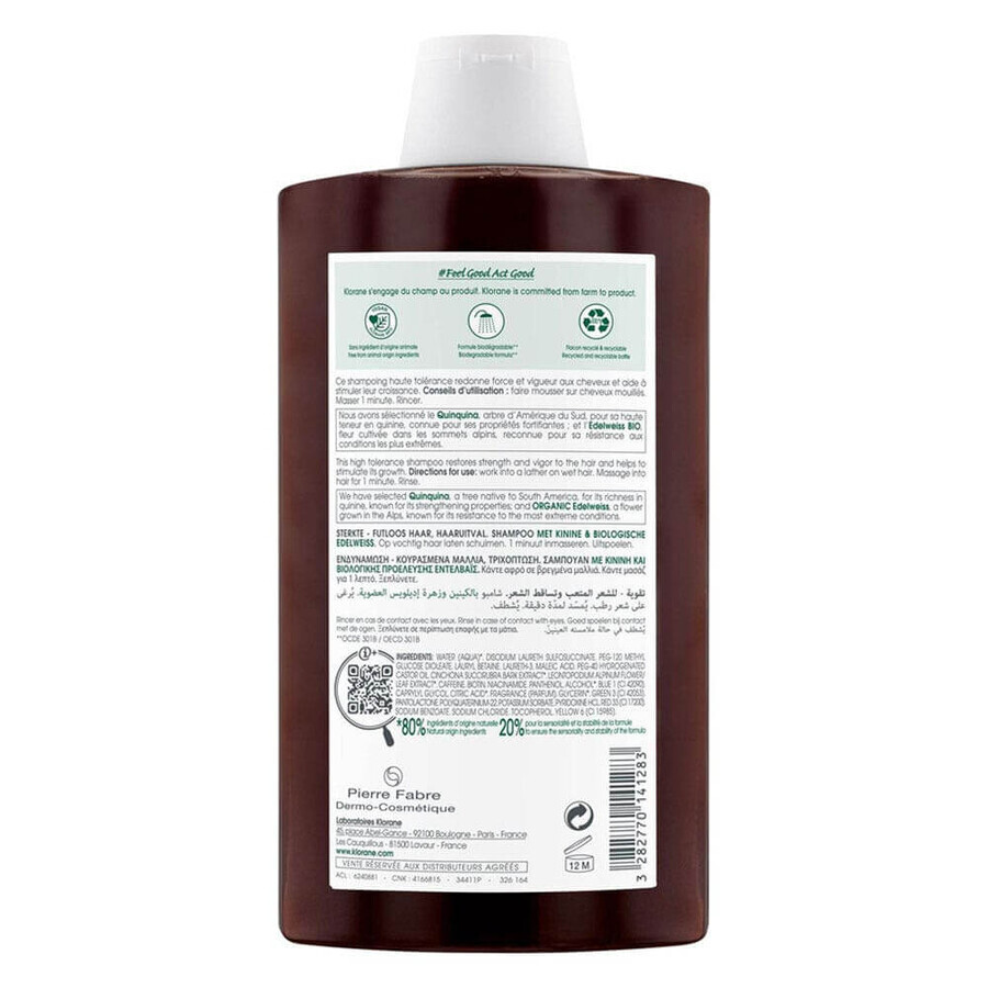 Klorane Chinina Sshampoo rinforzante e stimolante anti-caduta per capelli stanchi 400ml Klorane Chinina Sshampoo rinforzante e stimolante anti-caduta per capelli stanchi 400ml