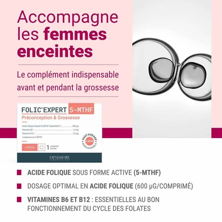 Densmore Folic'expert Acide Folique (5-MTHF) Préconception et grossesse 90 comprimés