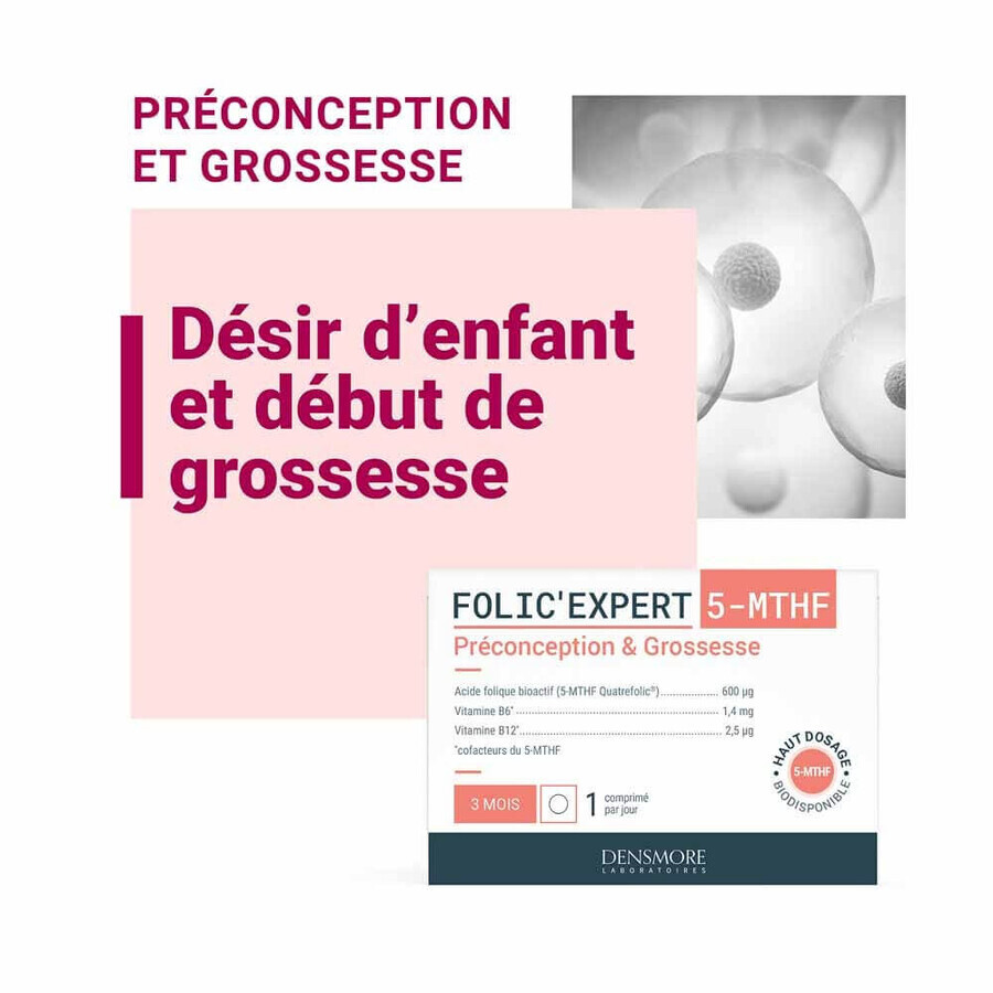 Densmore Folic'expert ácido fólico (5-MTHF) preconcepción y embarazo 90 comprimidos