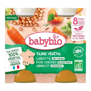 Babybio 100% Végétal Plat Complet Bio Dès 8 Mois Premiers Morceaux Fondants 2x200g