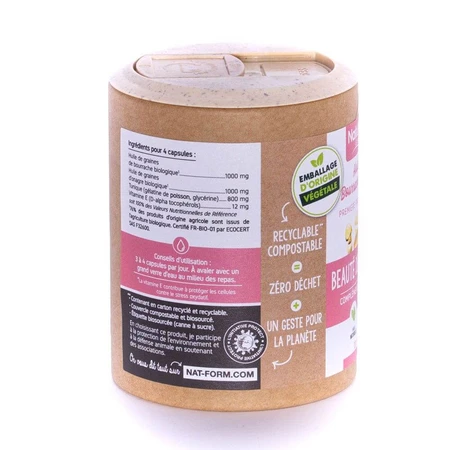 Nat&Form Huile de bourrache et onagre Bio Beauté de la peau 120 capsules