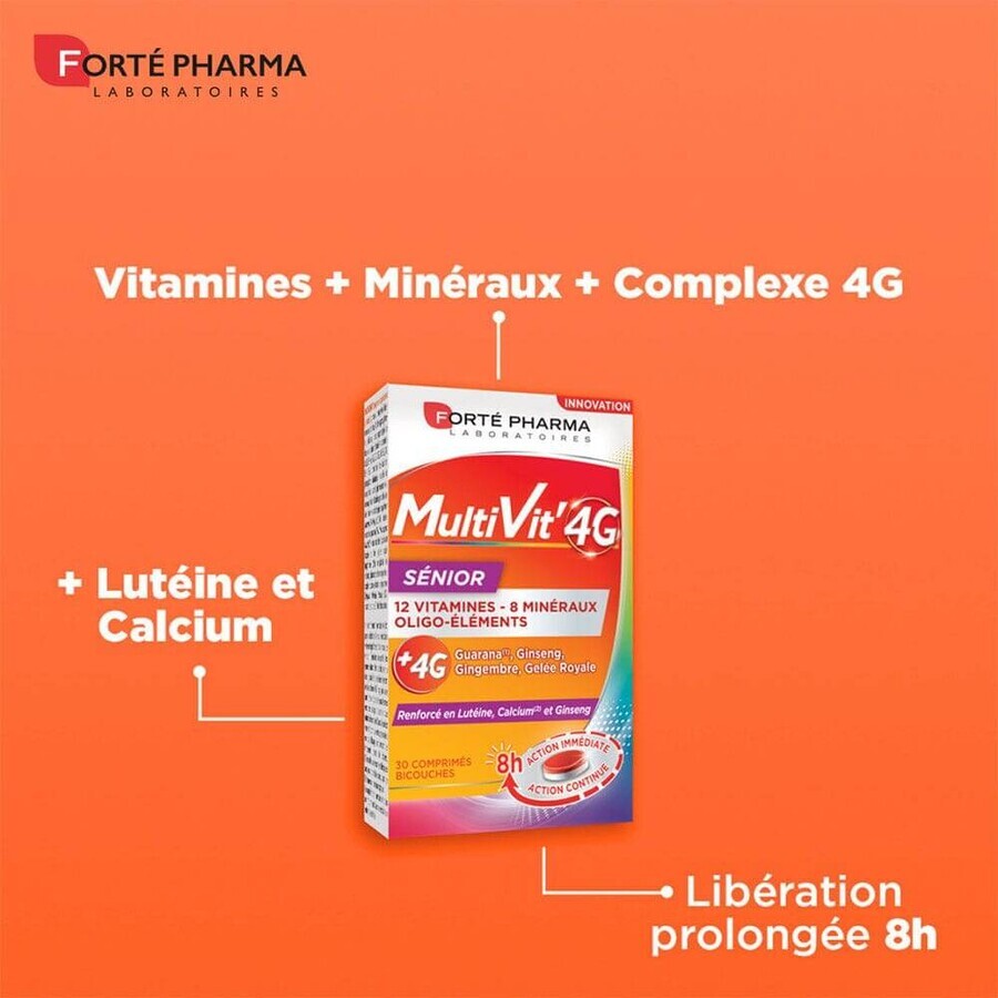 Forté Pharma MultiVit'4G Calcium-Rich Senior Multivitamins 30 Tablets