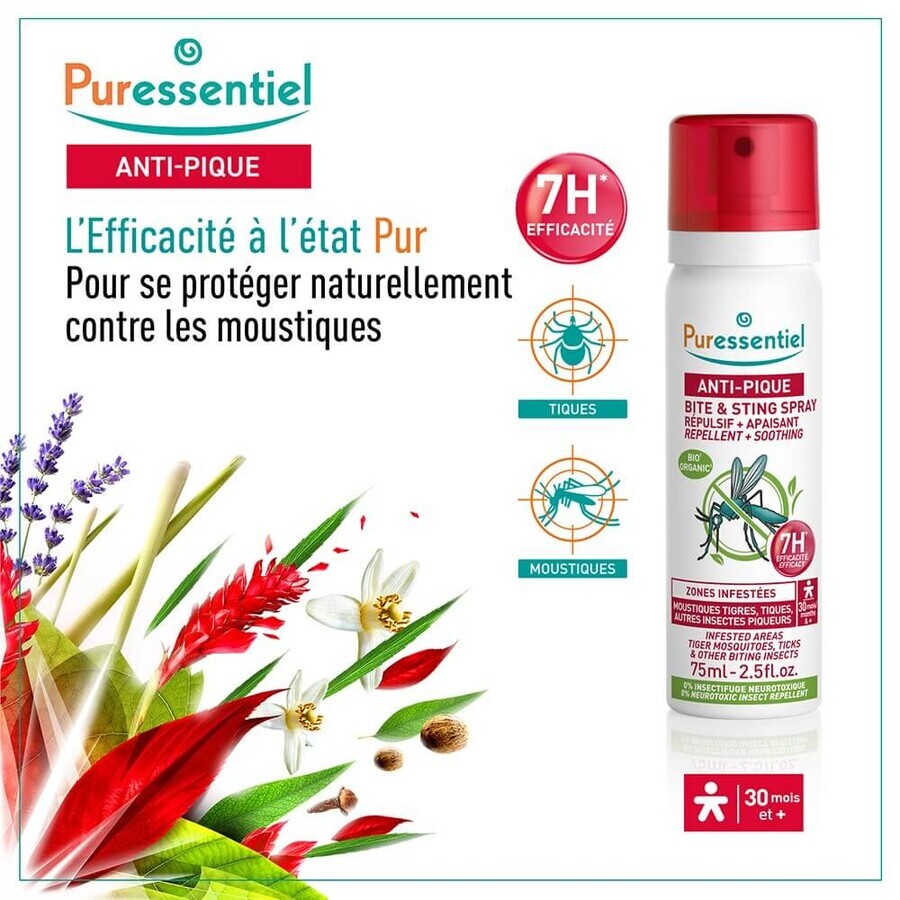 Puressentiel SOS Insects Mosquito Repellent and Soothing Spray 75 ml