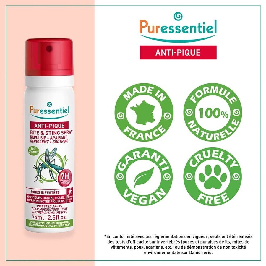 Puressentiel SOS Insects Mosquito Repellent and Soothing Spray 75 ml