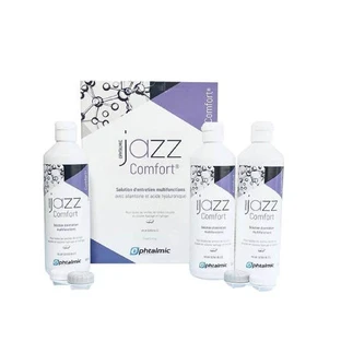 Ophtalmic Comfort Jazz Solution d'entretien multifonctions pour lentilles de contact souples Yeux sensibles 3x360ml
