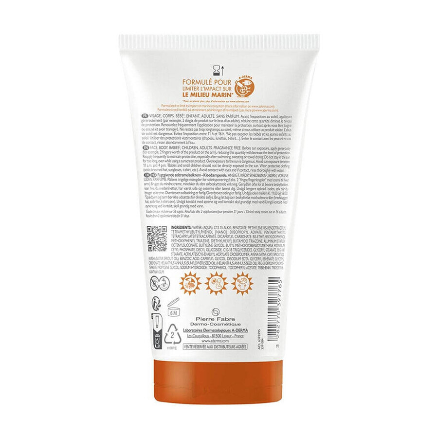 A-Derma Exomega Control Control Crème émolliente anti-grattage SPF50+ 150ml A-Derma Exomega Control Control Crème émolliente anti-grattage SPF50+ 150ml