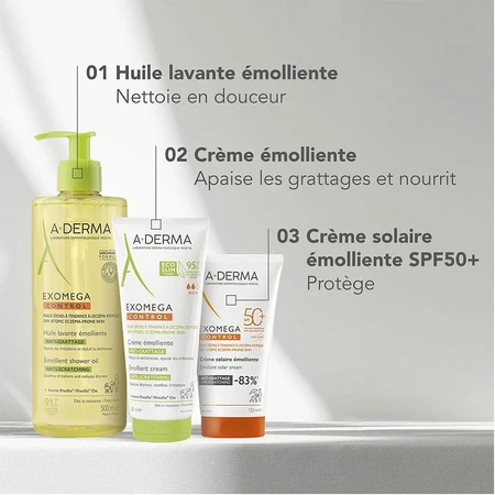 A-Derma Exomega Control Control Crème émolliente anti-grattage SPF50+ 150ml