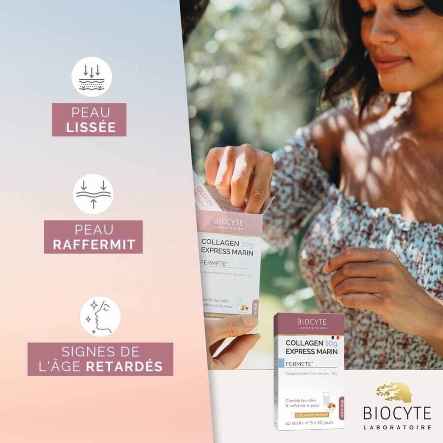 Biocyte Anti-îmbătrânire Colagen Express aromă de piersici 10 sticks-uri