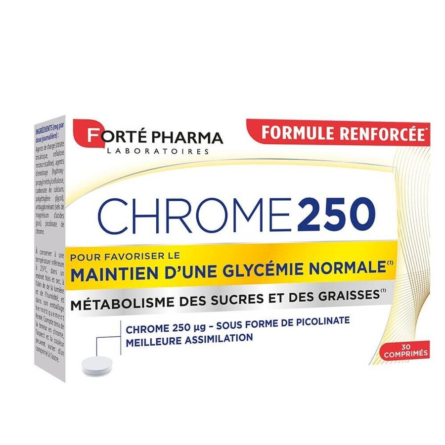 Comprar Forté Pharma Chrome 250 Mantenimiento de una glucemia normal 30 comprimidos Forté Pharma Chrome 250 Mantenimiento de una glucemia normal 30 comprimidos
