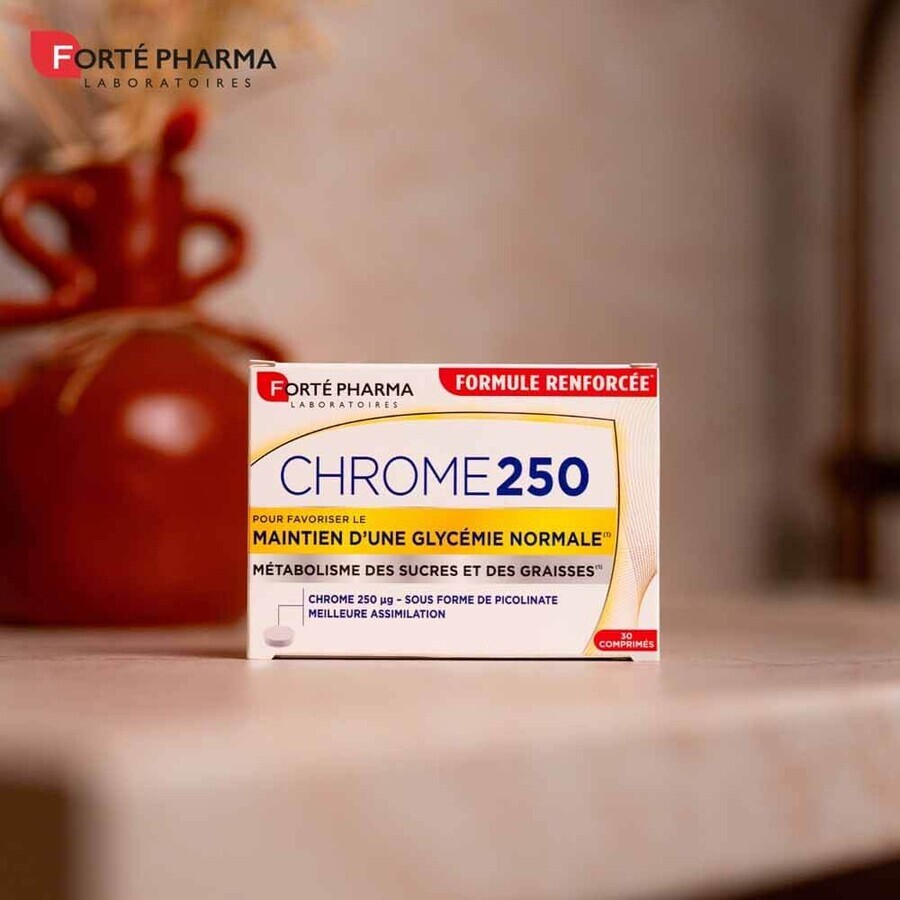 Forté Pharma Chrome 250 Mantenimiento de una glucemia normal 30 comprimidos Forté Pharma Chrome 250 Mantenimiento de una glucemia normal 30 comprimidos