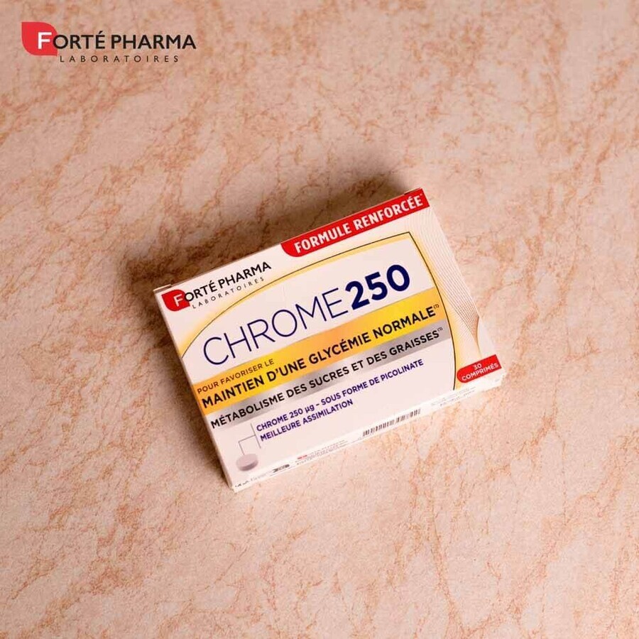 Forté Pharma Chrome 250 Mantenimiento de una glucemia normal 30 comprimidos Forté Pharma Chrome 250 Mantenimiento de una glucemia normal 30 comprimidos