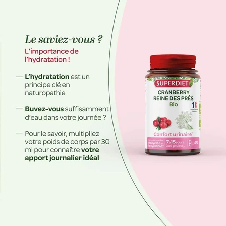 Superdiet Cranberry Reine Des Prés Bio Confort Urinaire 45 Gélules