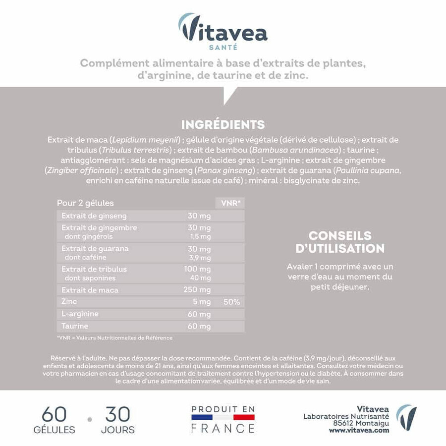 Vitavea Santé Force G Sexual Performance of Power Men 60 Capsules